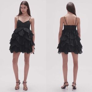 NEW NWT Aje. Elsie Pleat Mini Dress In Black